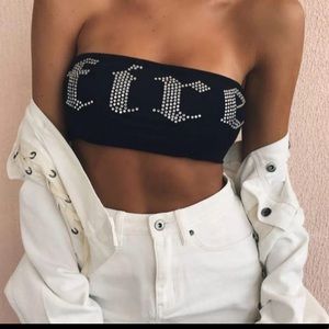 FIRE rhinestone bandeau top